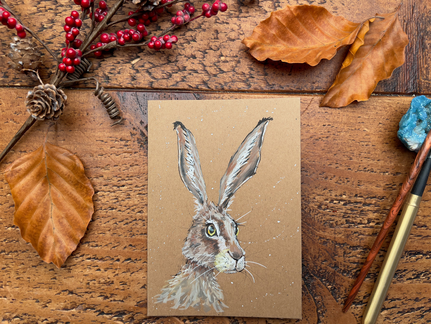 Hand Painted Greeting Card (Hare)