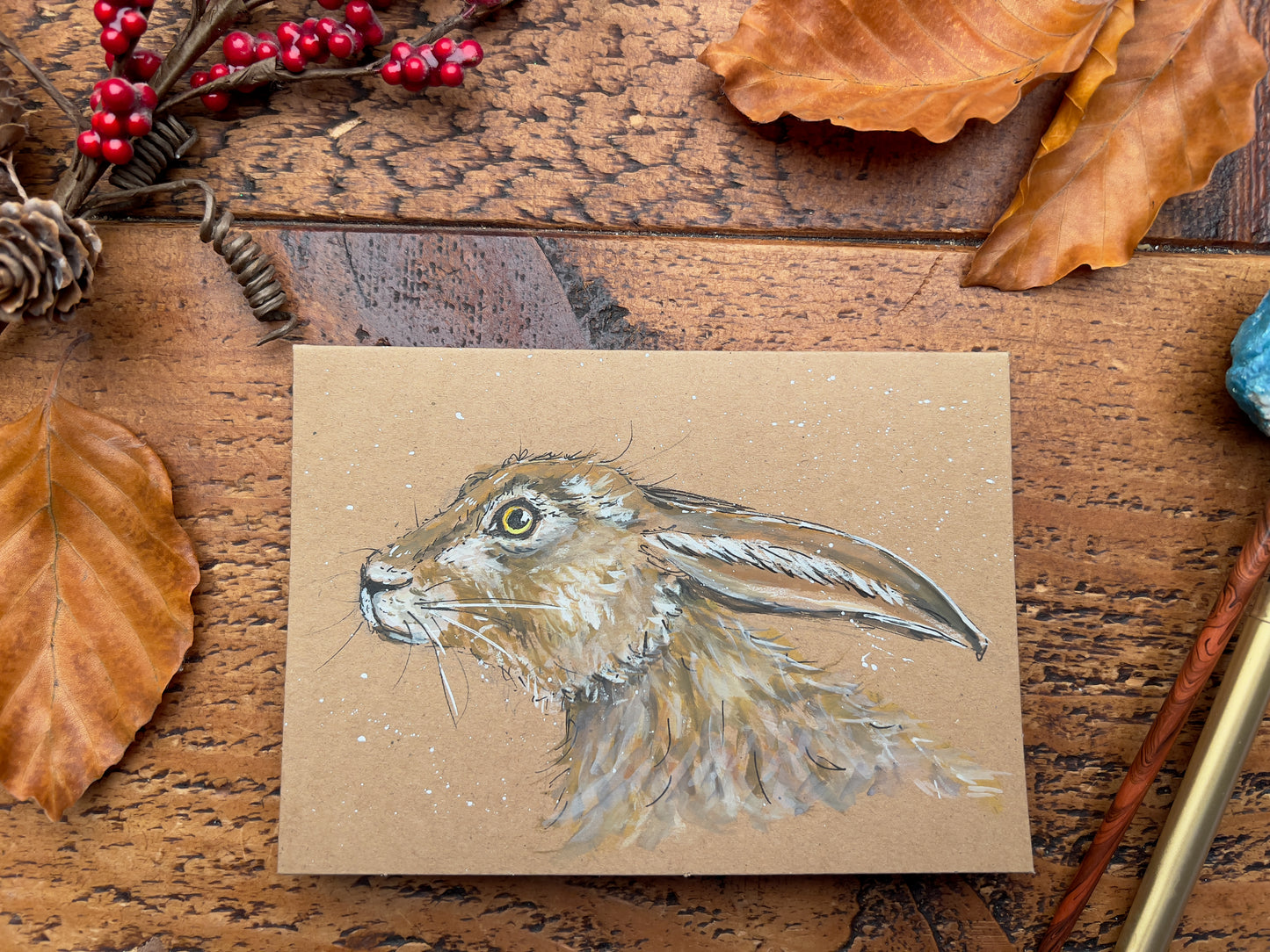 Hand Painted Greeting Card (Hare)