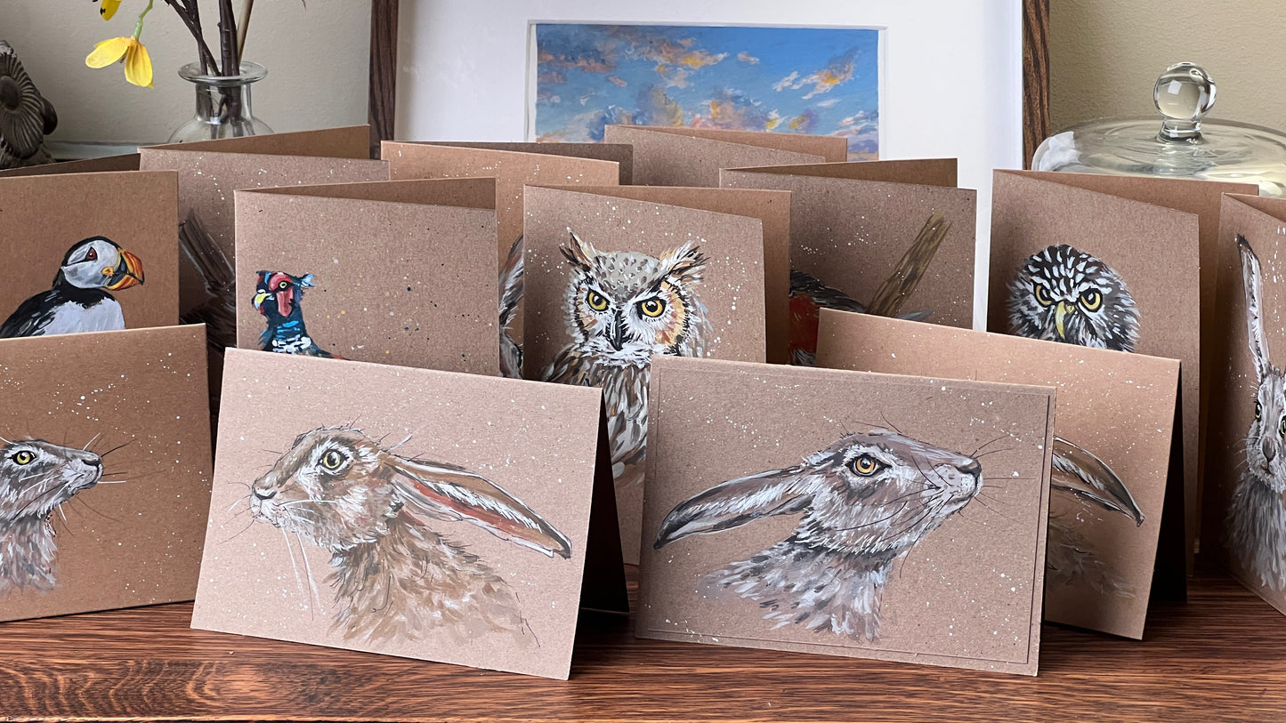 Hand Painted Greeting Card (Hare)