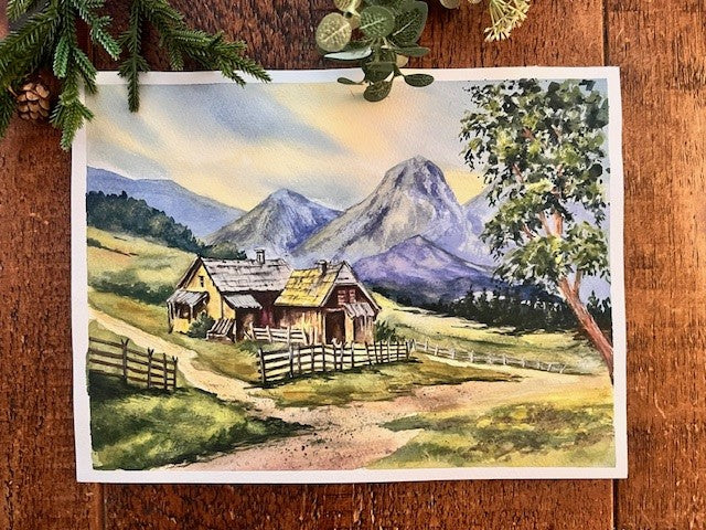 Watercolour of bavarian alps