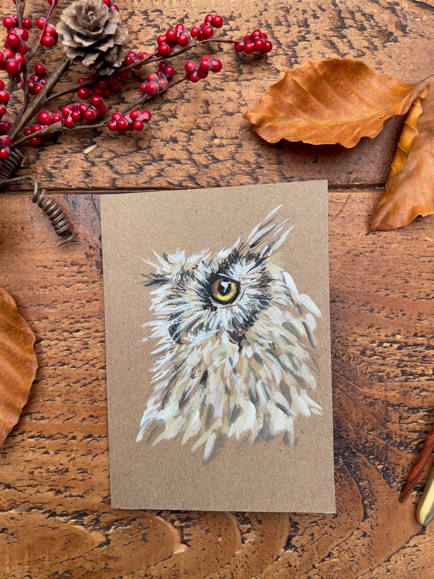 Hand Painted Greeting Card (Owl)