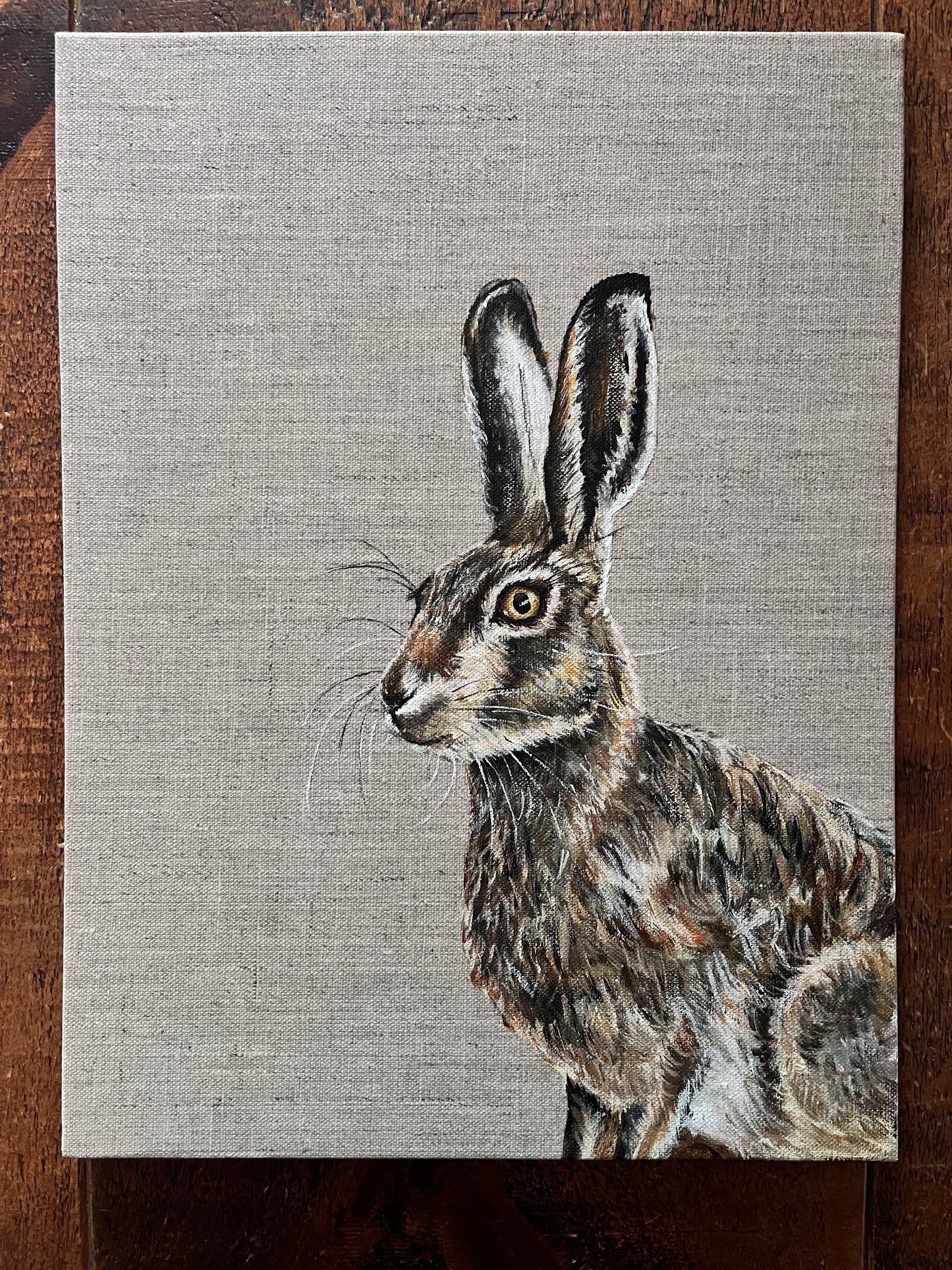 Illustration of a hare on a textured gray background